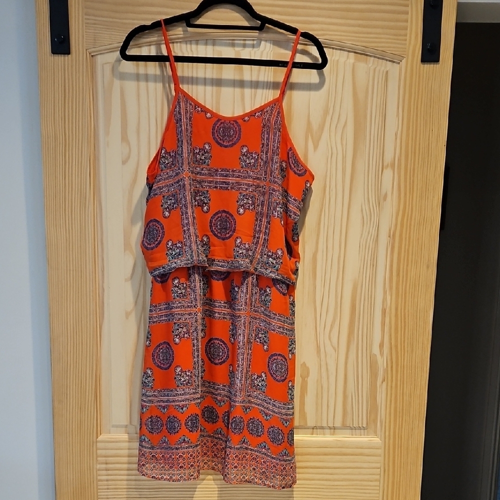 Orange Patterned Women's Dress